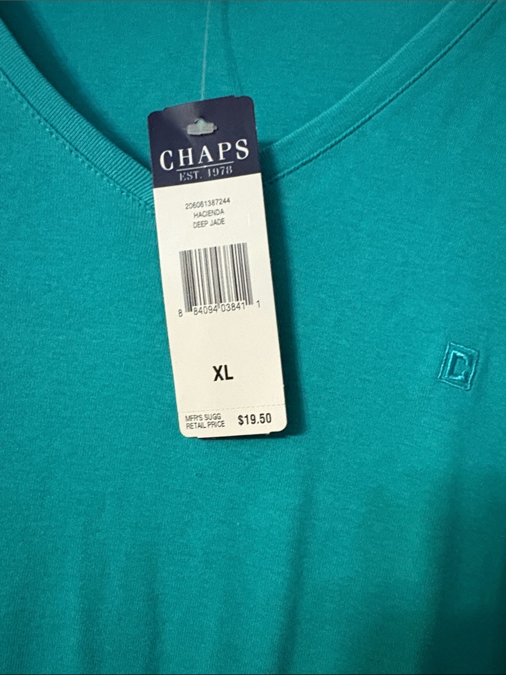 Chaps Women's Teal V-Neck Short Sleeve Tee - Picture 4 of 5
